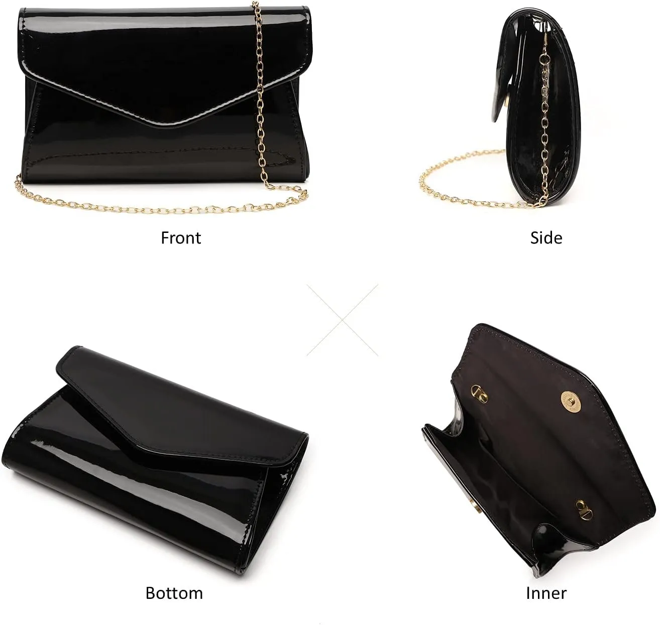 Patent Leather Envelope Clutch Womens Evening Handbag Stylish Crossbody Shoulder Bag Purse for Christmas Wedding Party Prom