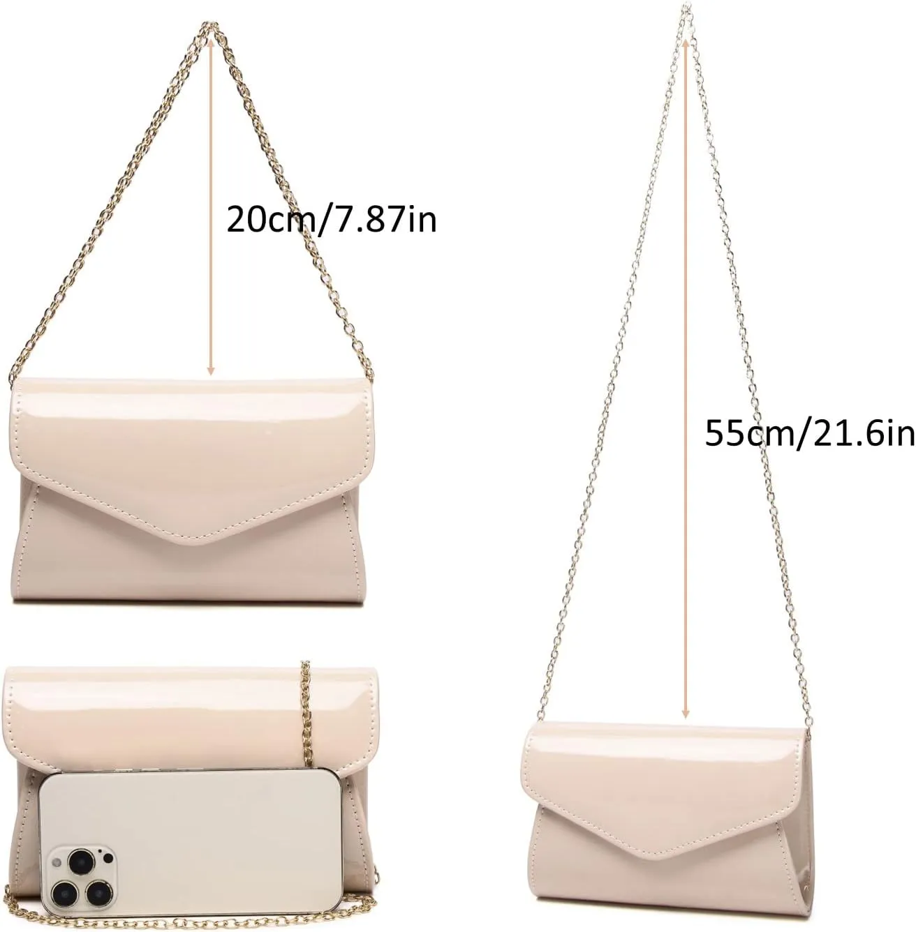 Patent Leather Envelope Clutch Womens Evening Handbag Stylish Crossbody Shoulder Bag Purse for Christmas Wedding Party Prom