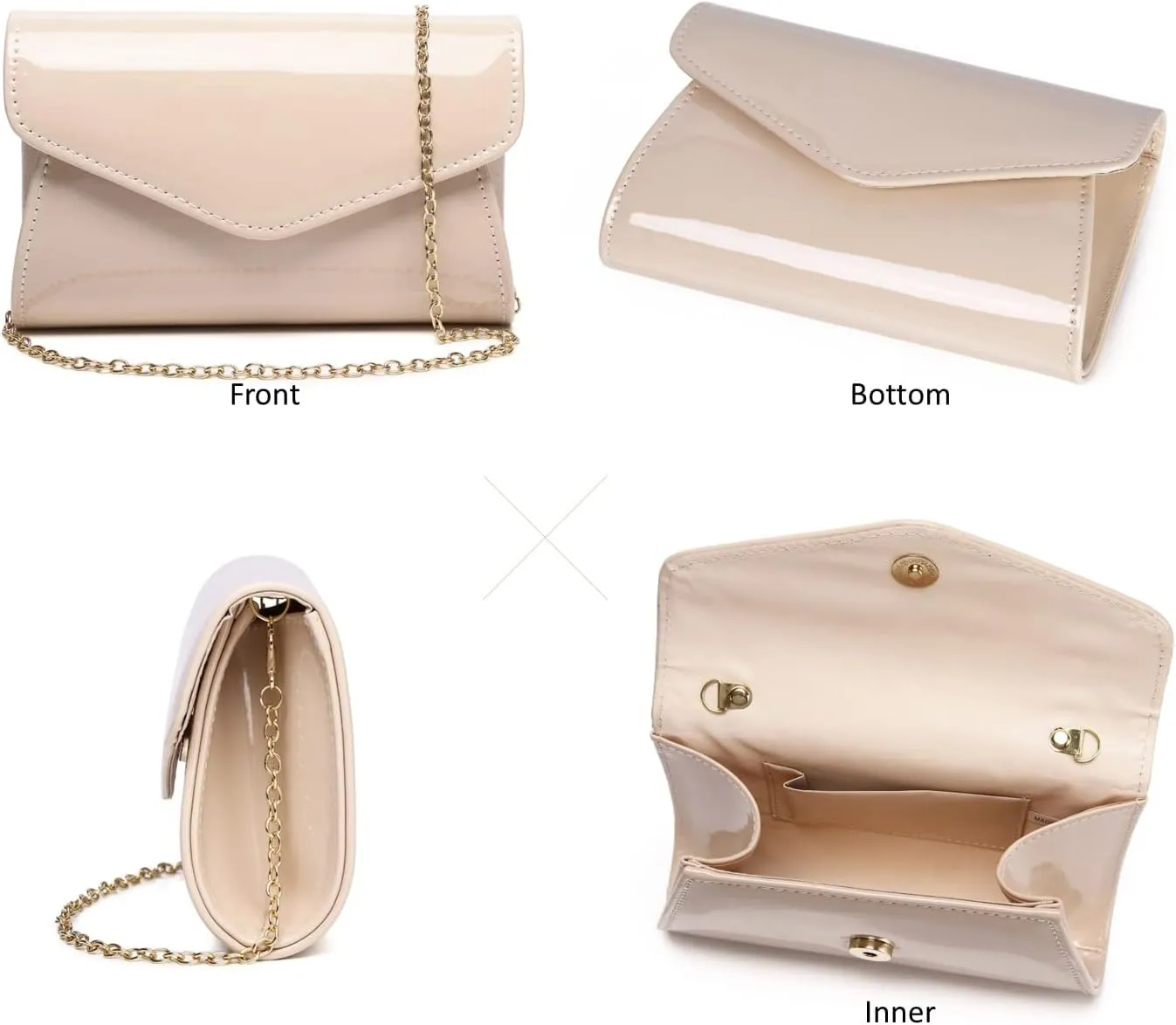Patent Leather Envelope Clutch Womens Evening Handbag Stylish Crossbody Shoulder Bag Purse for Christmas Wedding Party Prom