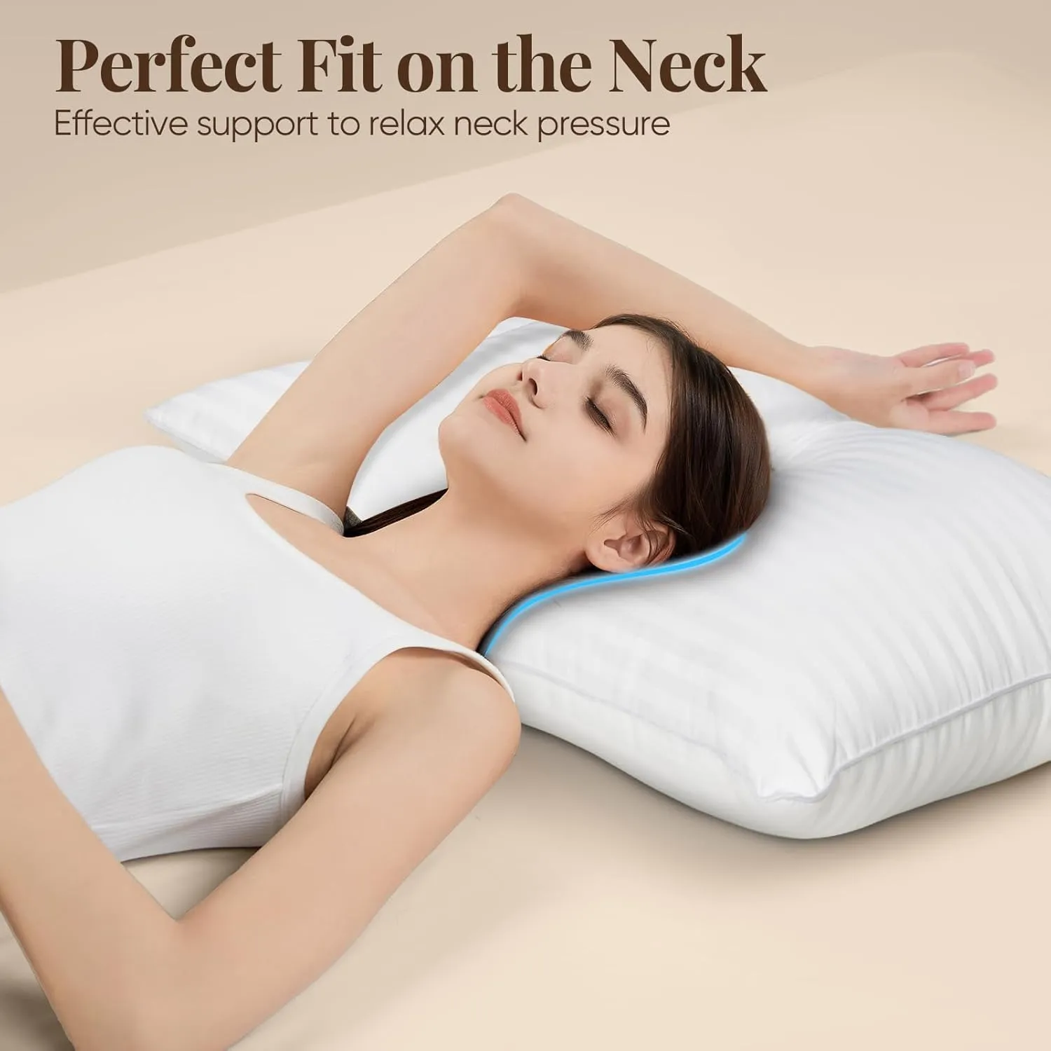 Pillows Queen Size Set of 2, Hotel Collection Bed Pillows for Sleeping, Gusseted Pillow for Back, Stomach or Side Sleepers(Bright White)