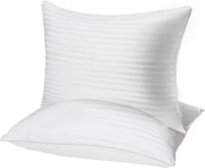 Pillows Queen Size Set of 2, Hotel Collection Bed Pillows for Sleeping, Gusseted Pillow for Back, Stomach or Side Sleepers(Bright White)