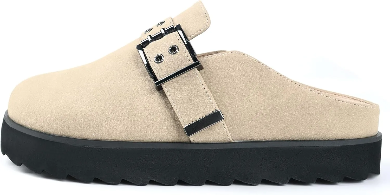 Platform Clogs for Women Footbed Sandals Comfort Platform with Arch Support Adjustable Buckle Slip On Clogs