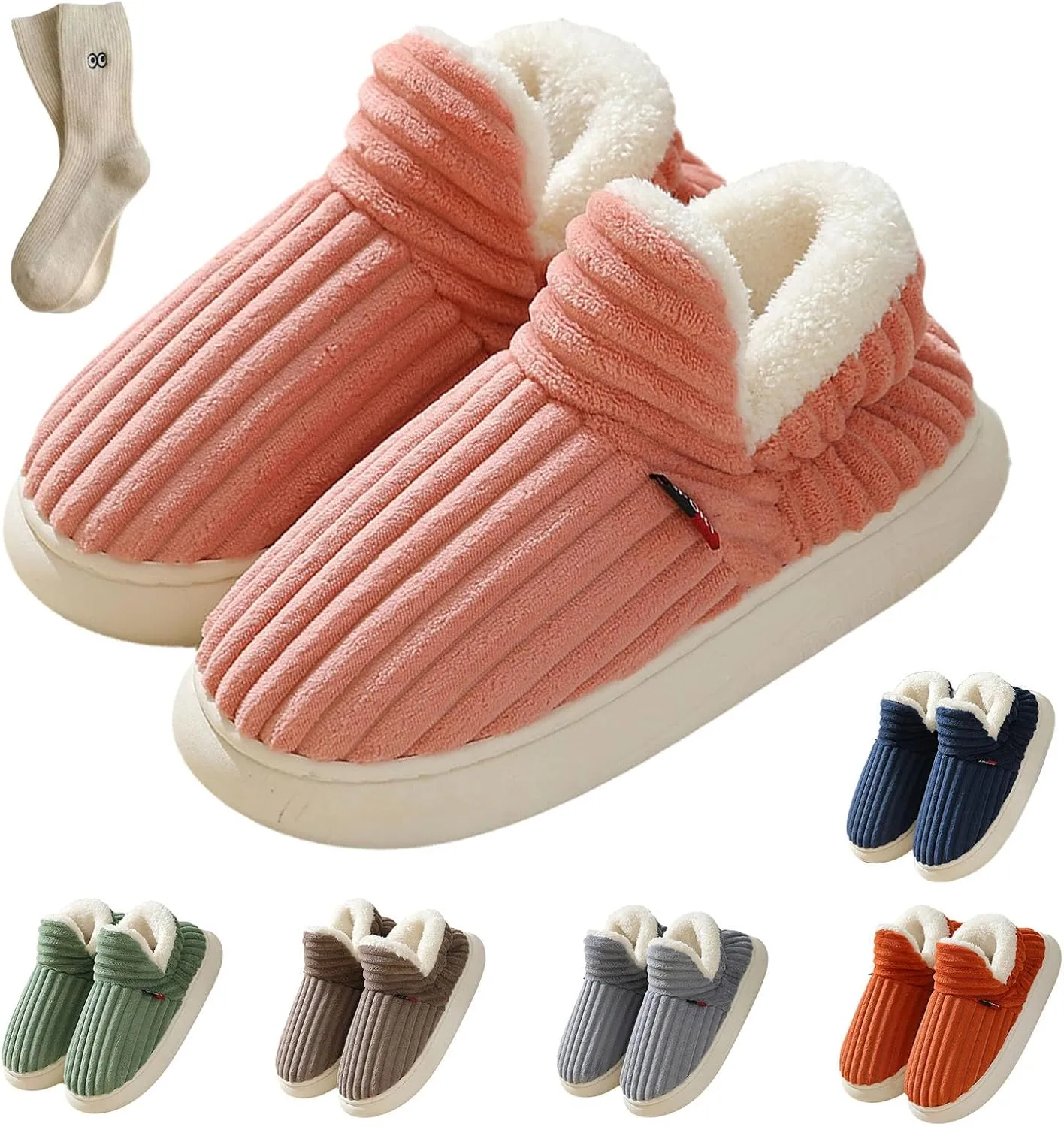 Pluffi Slipper Booties Women, Man Warm Fluffy House Slippers, Thick Sole Anti-Skid Cozy & Stylish Cloud Slides