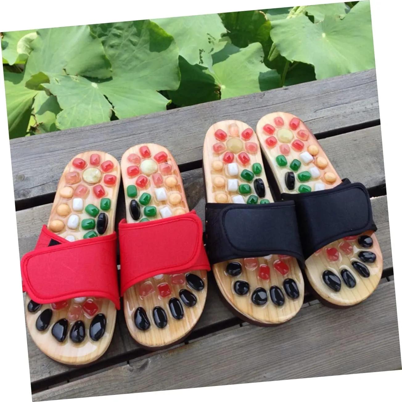 Pressure Point Sandals for Plantar Reflexology Shoes Health Massage Slippers Cobblestone Design Natural Jade Massage Size 37-38