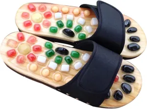 Pressure Point Sandals for Plantar Reflexology Shoes Health Massage Slippers Cobblestone Design Natural Jade Massage Size 37-38