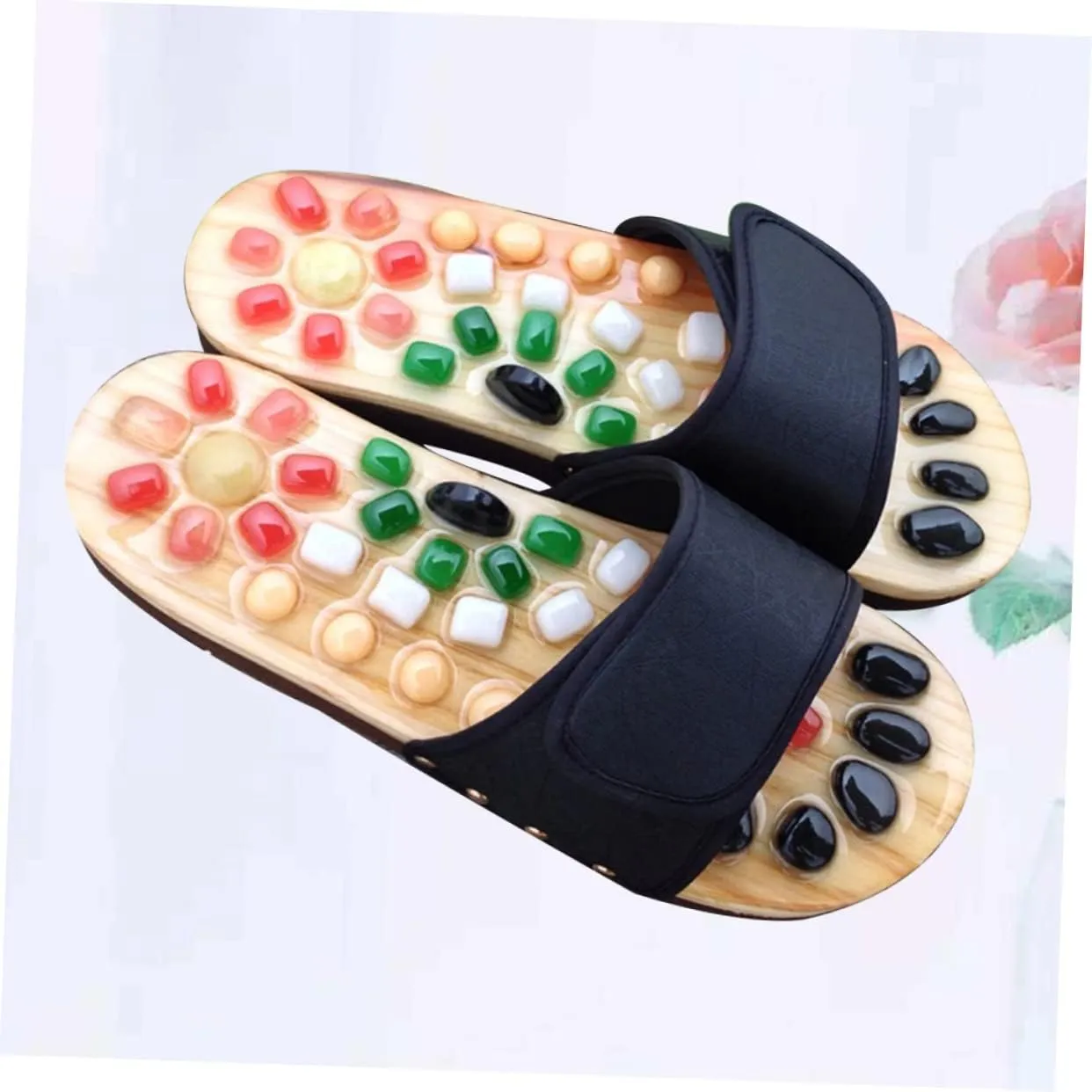 Pressure Point Sandals for Plantar Reflexology Shoes Health Massage Slippers Cobblestone Design Natural Jade Massage Size 37-38