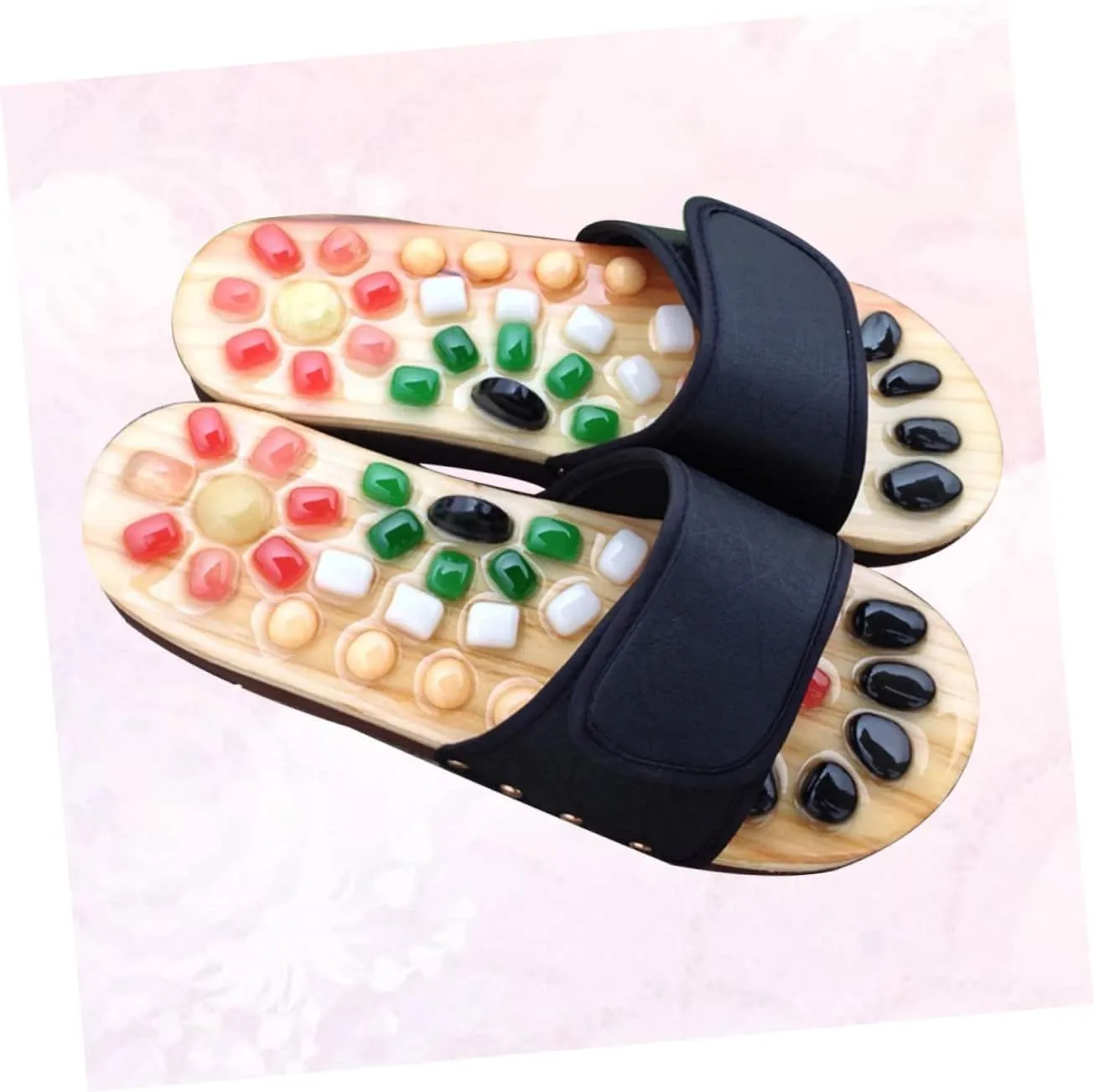 Pressure Point Sandals for Plantar Reflexology Shoes Health Massage Slippers Cobblestone Design Natural Jade Massage Size 37-38