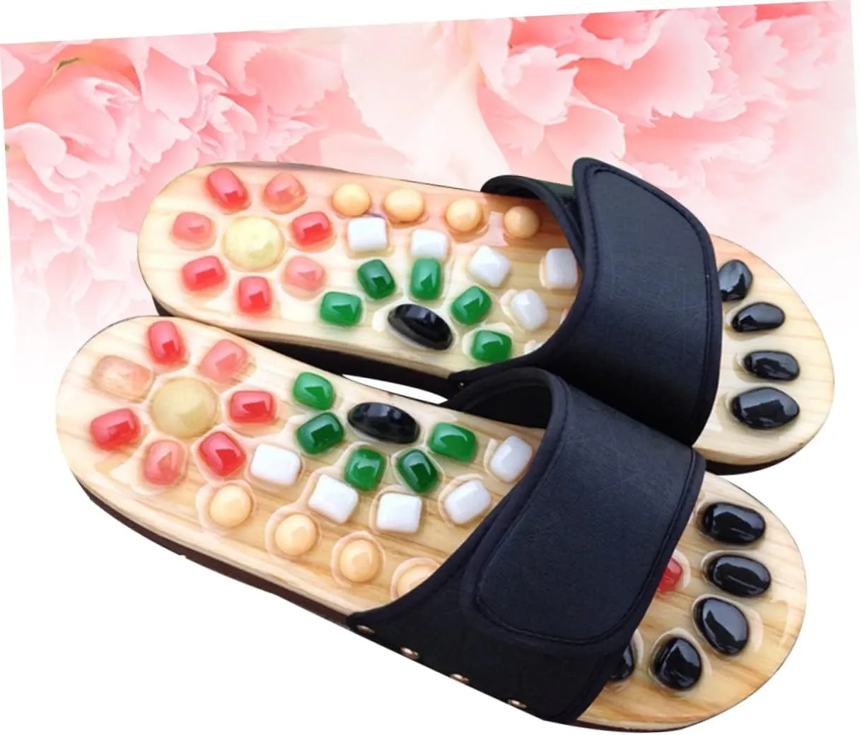 Pressure Point Sandals for Plantar Reflexology Shoes Health Massage Slippers Cobblestone Design Natural Jade Massage Size 37-38