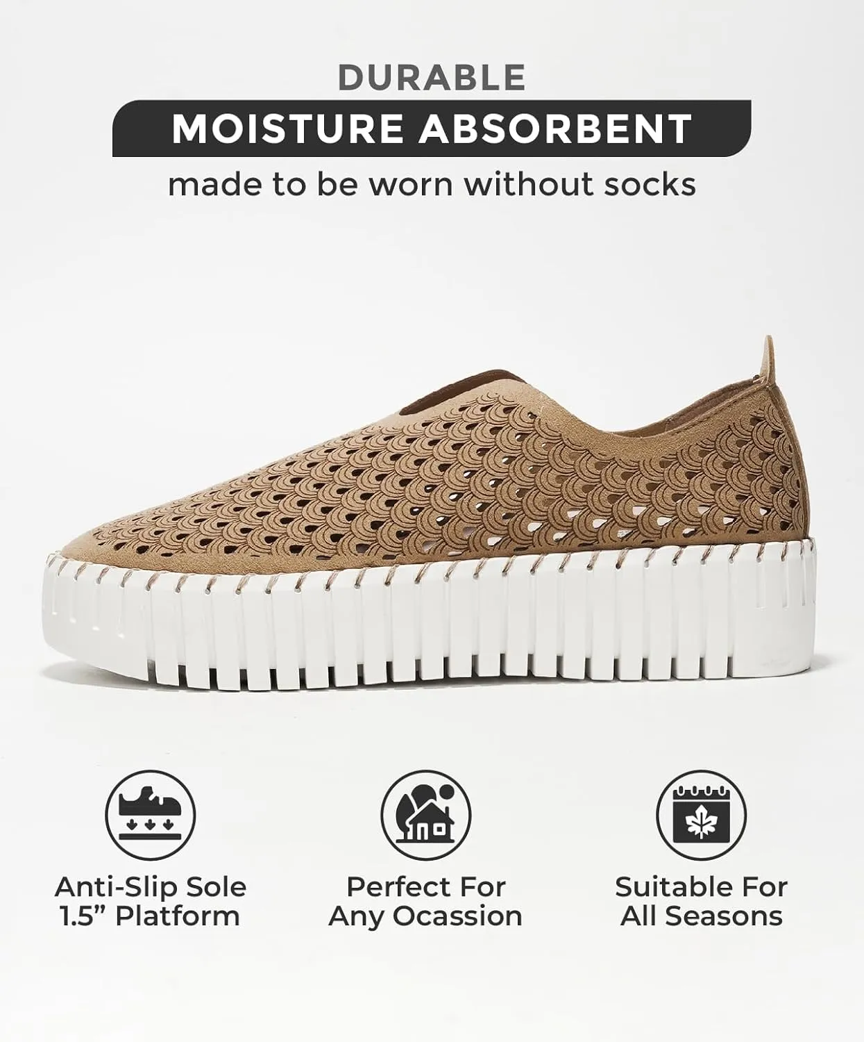 Project Cloud Platform Loafers for Women - Lightweight Spring Shoes for Women - Slip-On Casual Shoes - Non Slip Fashion Sneakers - Leather Insole Womens Footwear (Daffodil)
