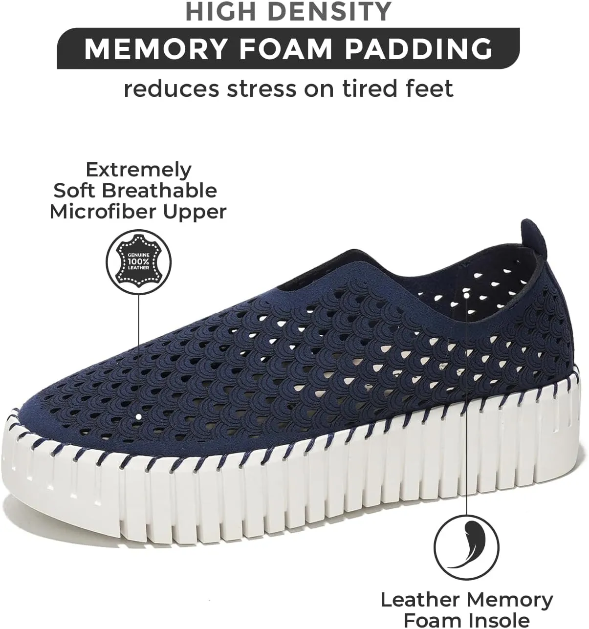 Project Cloud Platform Loafers for Women - Lightweight Spring Shoes for Women - Slip-On Casual Shoes - Non Slip Fashion Sneakers - Leather Insole Womens Footwear (Daffodil)