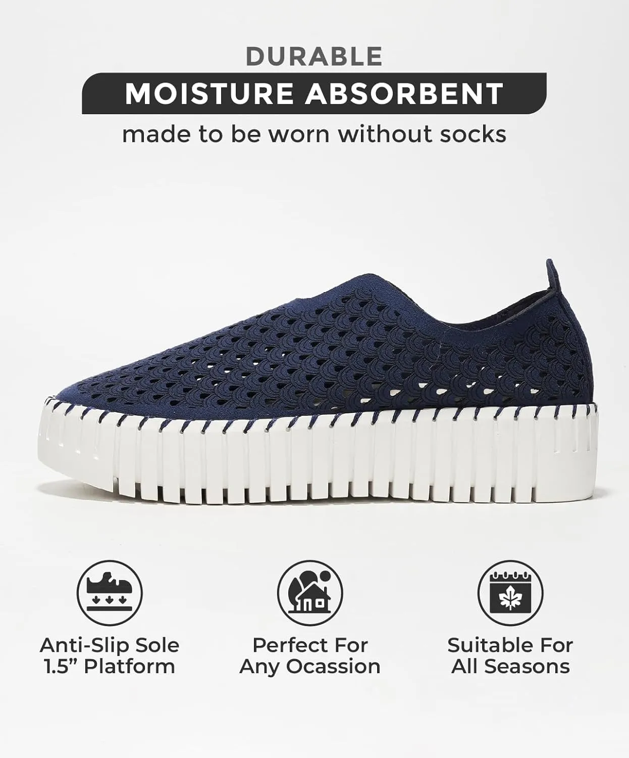 Project Cloud Platform Loafers for Women - Lightweight Spring Shoes for Women - Slip-On Casual Shoes - Non Slip Fashion Sneakers - Leather Insole Womens Footwear (Daffodil)