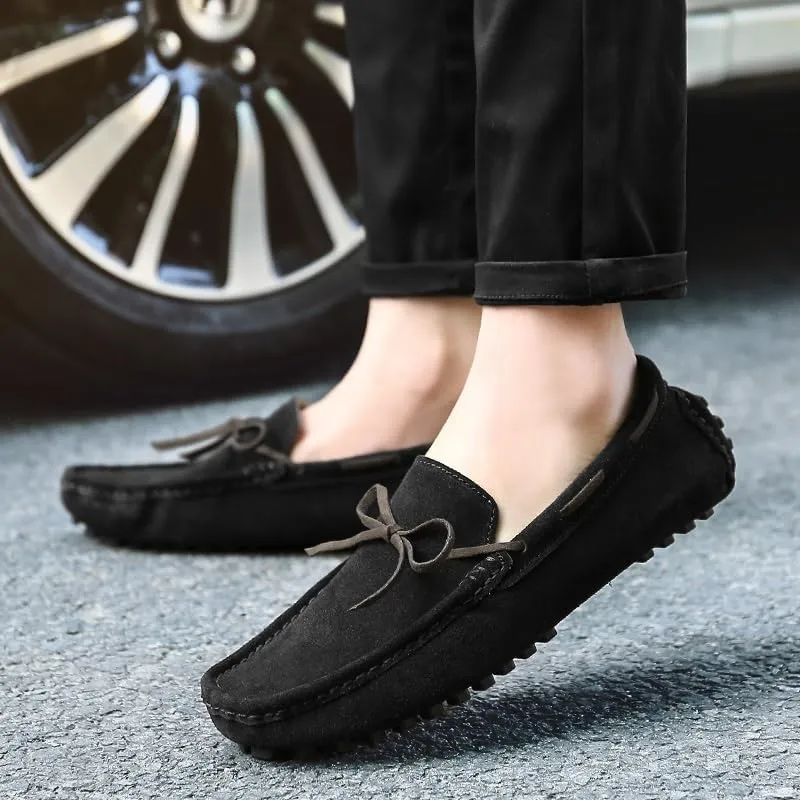 Prom Loafers for Mens Suede Vamp Uniform Working Solid Color Round Toe Block Heel Wedding Slip-on