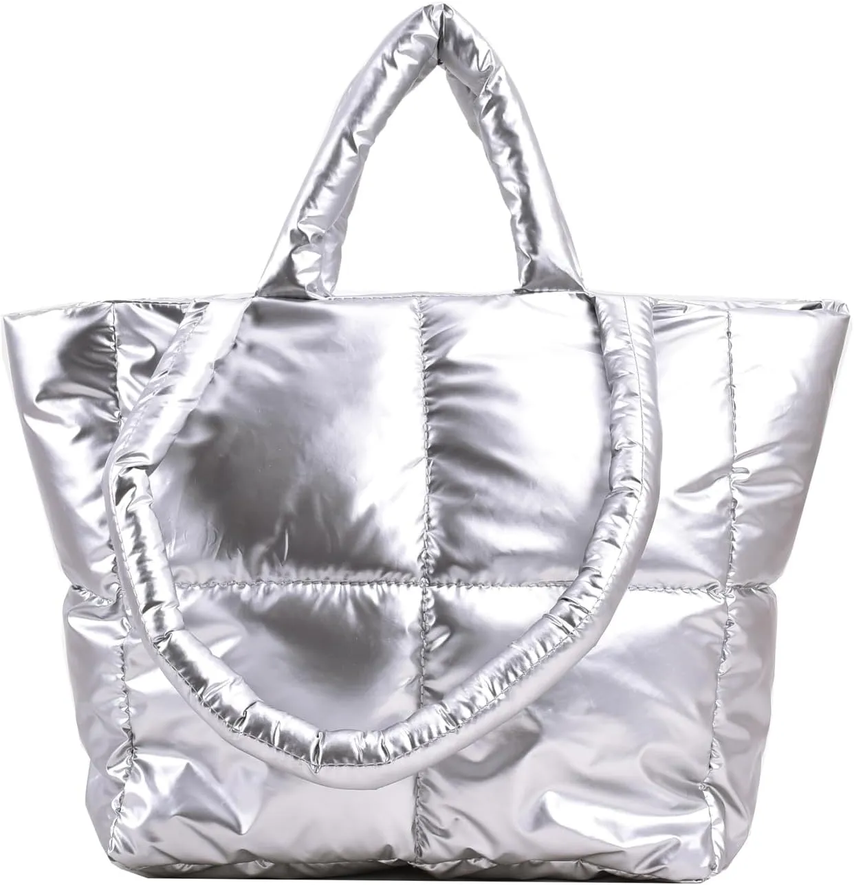 Puffer Tote Bag for Women,Light Weight Quilted Puffy Shoulder Handbag,Padded Down Hobo Purse for Girl