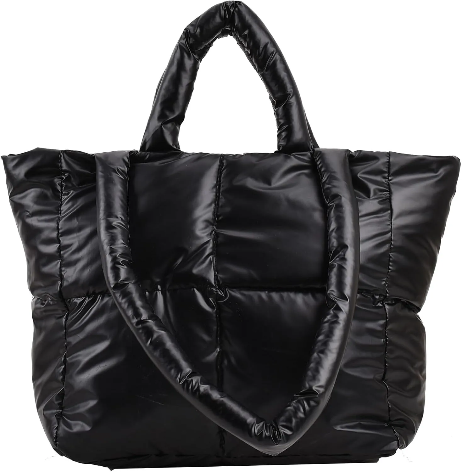 Puffer Tote Bag for Women,Light Weight Quilted Puffy Shoulder Handbag,Padded Down Hobo Purse for Girl