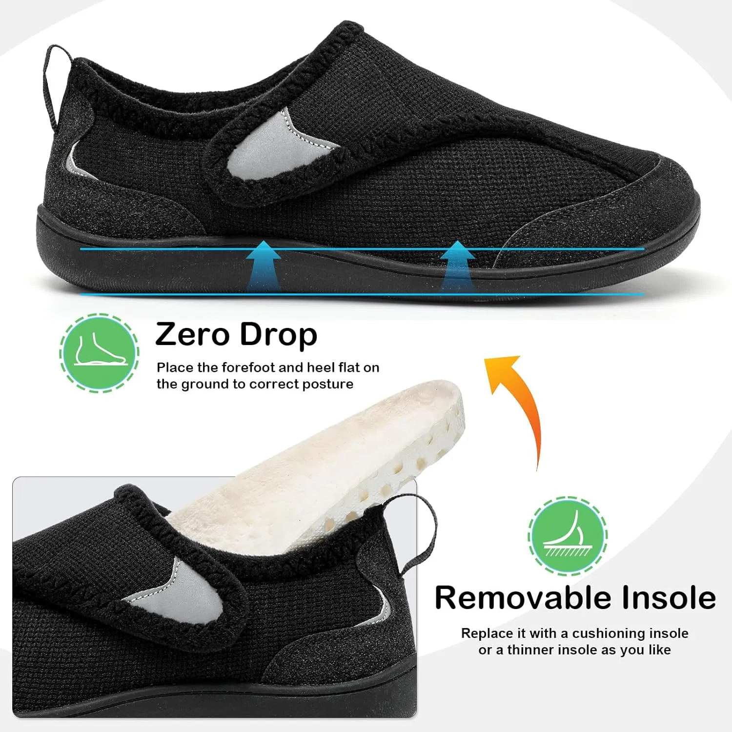 QFH Cozy Slippers for Women & Men - Wide, Diabetic, Barefoot Walking Shoes - Non-Slip, Soft Lining, Comfy House Shoes