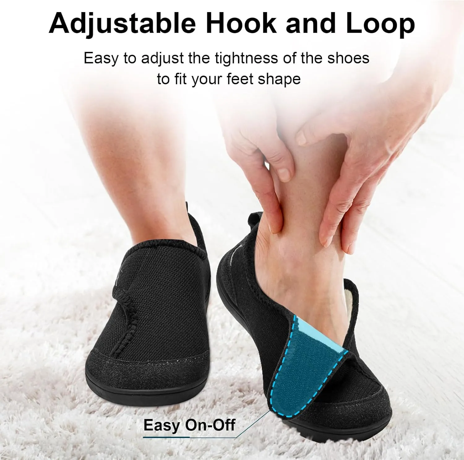 QFH Cozy Slippers for Women & Men - Wide, Diabetic, Barefoot Walking Shoes - Non-Slip, Soft Lining, Comfy House Shoes
