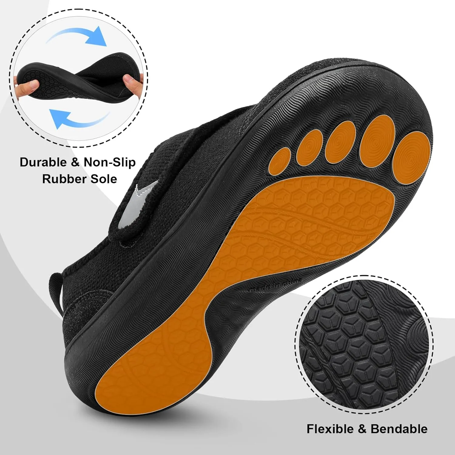 QFH Cozy Slippers for Women & Men - Wide, Diabetic, Barefoot Walking Shoes - Non-Slip, Soft Lining, Comfy House Shoes