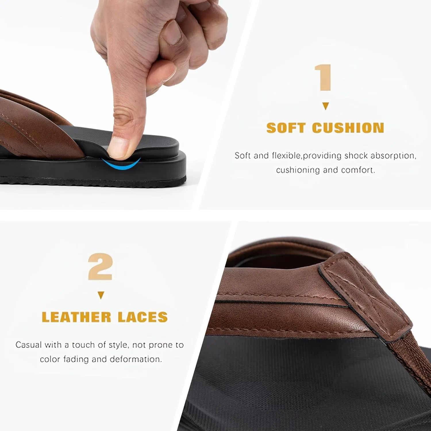QIGEGE Flip Flop For Men with Arch Support Ultra Soft Cushion Footbed Slip On Lightweight Comfortable Thick Yoga Mat Thong Sandals Beach Thong Slides