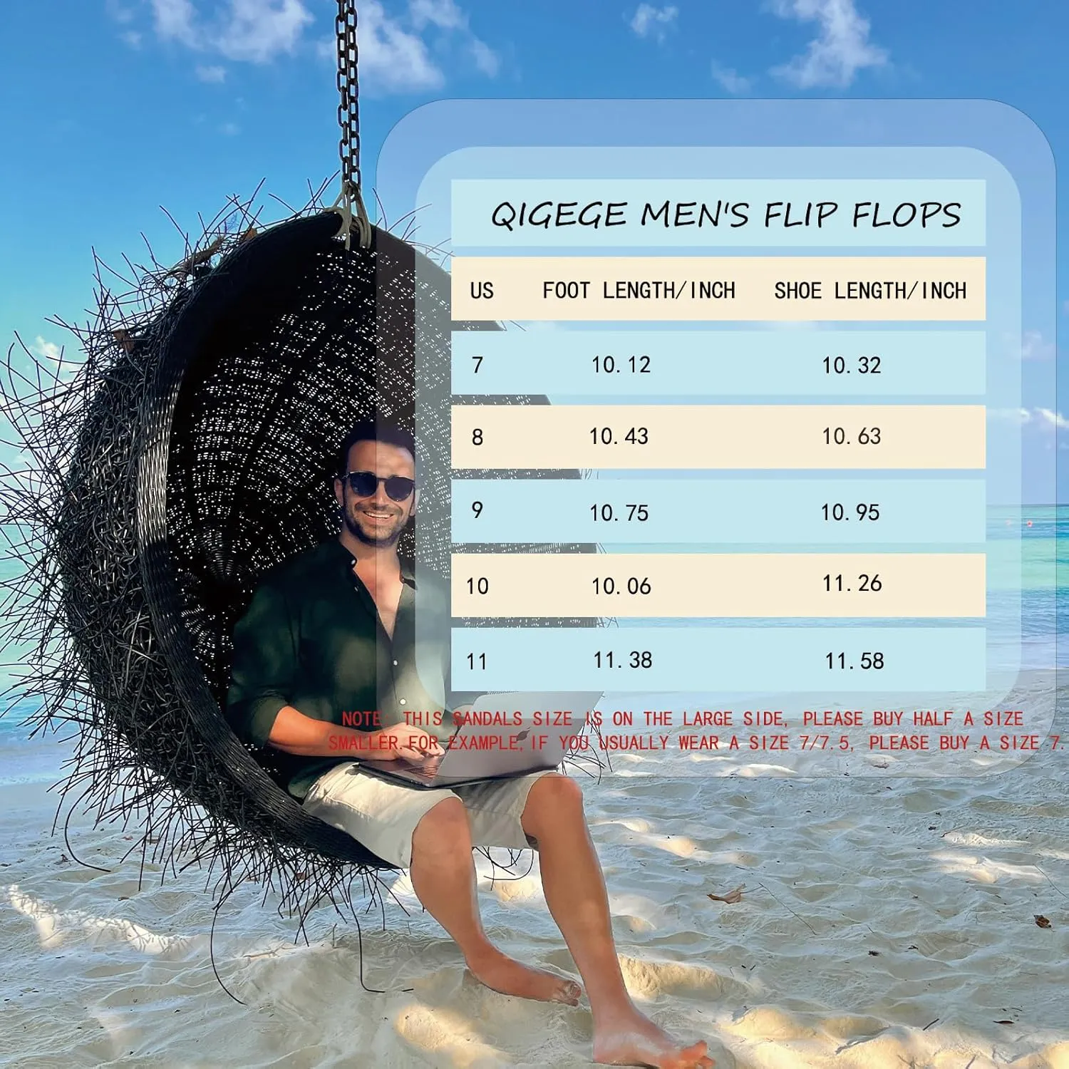 QIGEGE Flip Flop For Men with Arch Support Ultra Soft Cushion Footbed Slip On Lightweight Comfortable Thick Yoga Mat Thong Sandals Beach Thong Slides