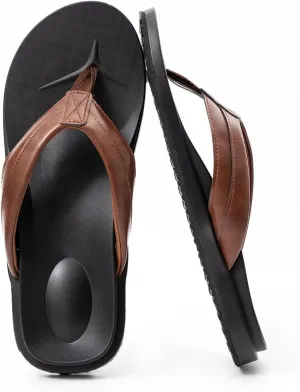 QIGEGE Flip Flop For Men with Arch Support Ultra Soft Cushion Footbed Slip On Lightweight Comfortable Thick Yoga Mat Thong Sandals Beach Thong Slides