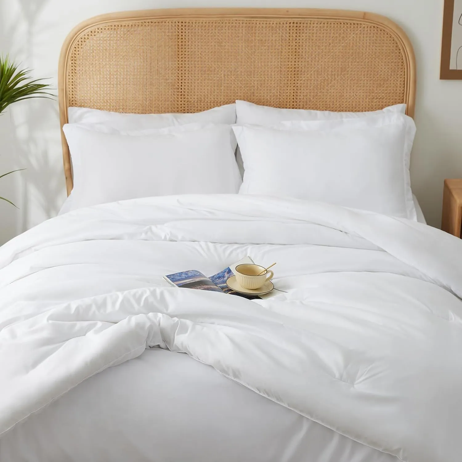 Queen Comforter Set(88"x88"),All-Season Comfort Set 7-Piece Soft Luxury Bedding,White Comforter Queen with Comforter, Sheets, Pillowcases & Shams
