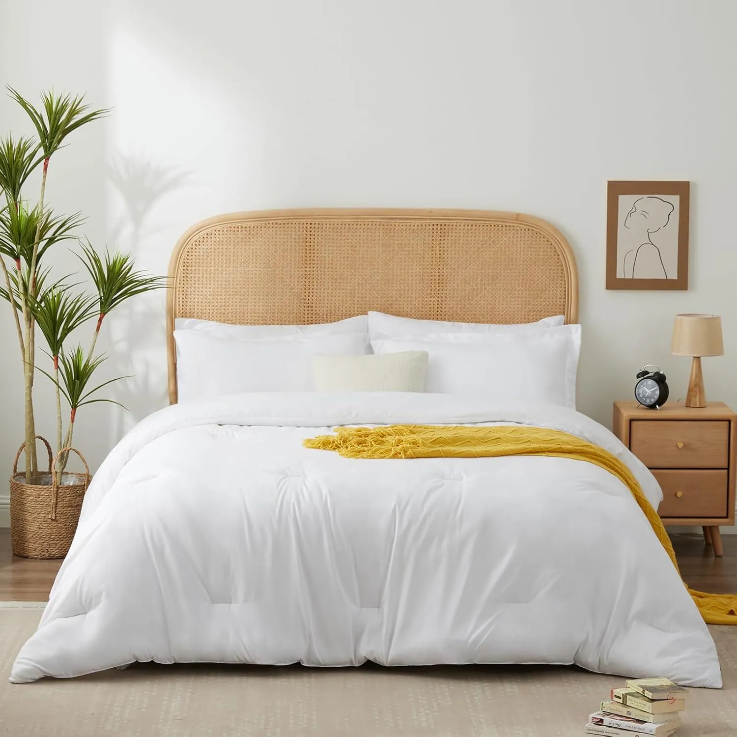 Queen Comforter Set(88"x88"),All-Season Comfort Set 7-Piece Soft Luxury Bedding,White Comforter Queen with Comforter, Sheets, Pillowcases & Shams