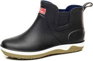 Rain Boots for Mens Thickened Slip On Waterproof Non-Slip Rubber Ankle Boots Rain Chelsea Booties