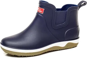 Rain Boots for Mens Thickened Slip On Waterproof Non-Slip Rubber Ankle Boots Rain Chelsea Booties
