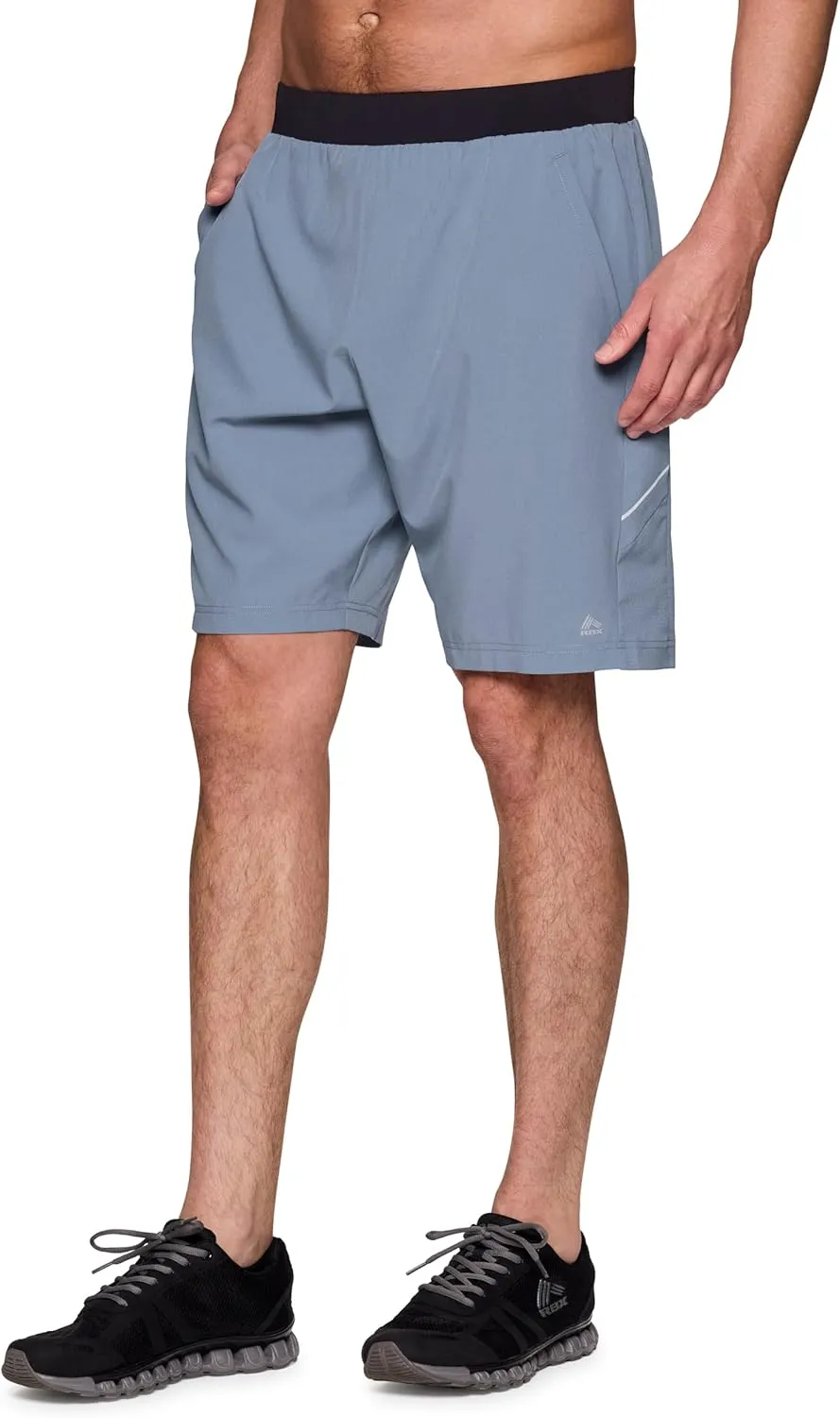 RBX Activewear Workout Shorts for Men, Quick Drying Woven Running Basketball Shorts with Flat Waistband, 9" Inseam