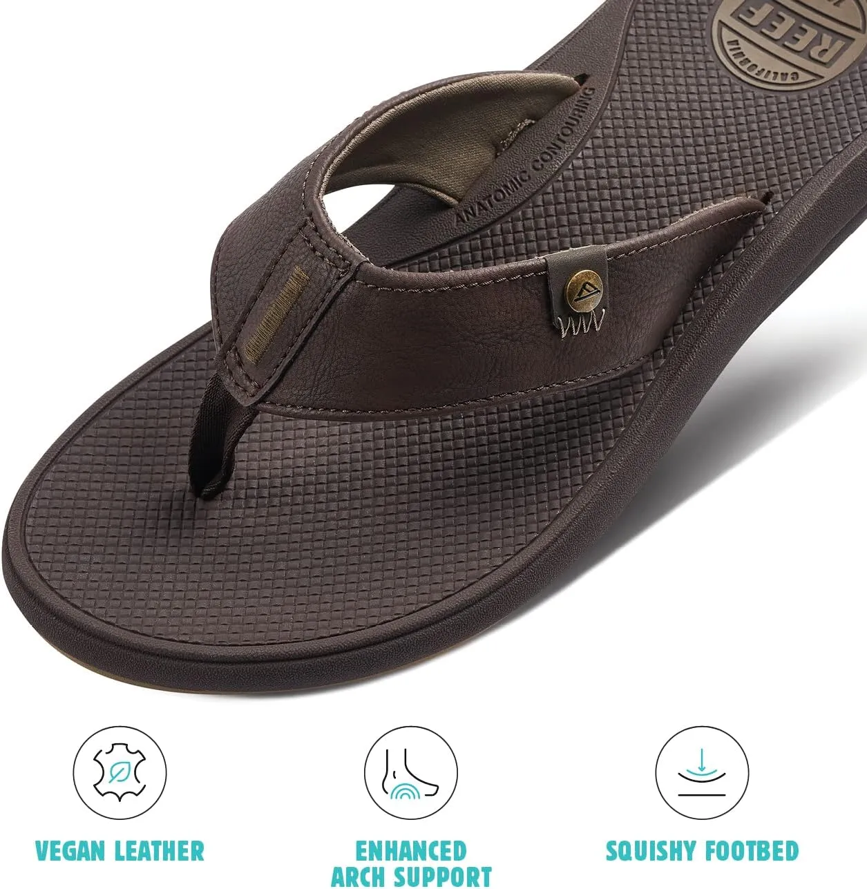 REEF Phantom Nias Men's Beach Flip Flop, Lightweight & Soft and Supportive Molded Footbed