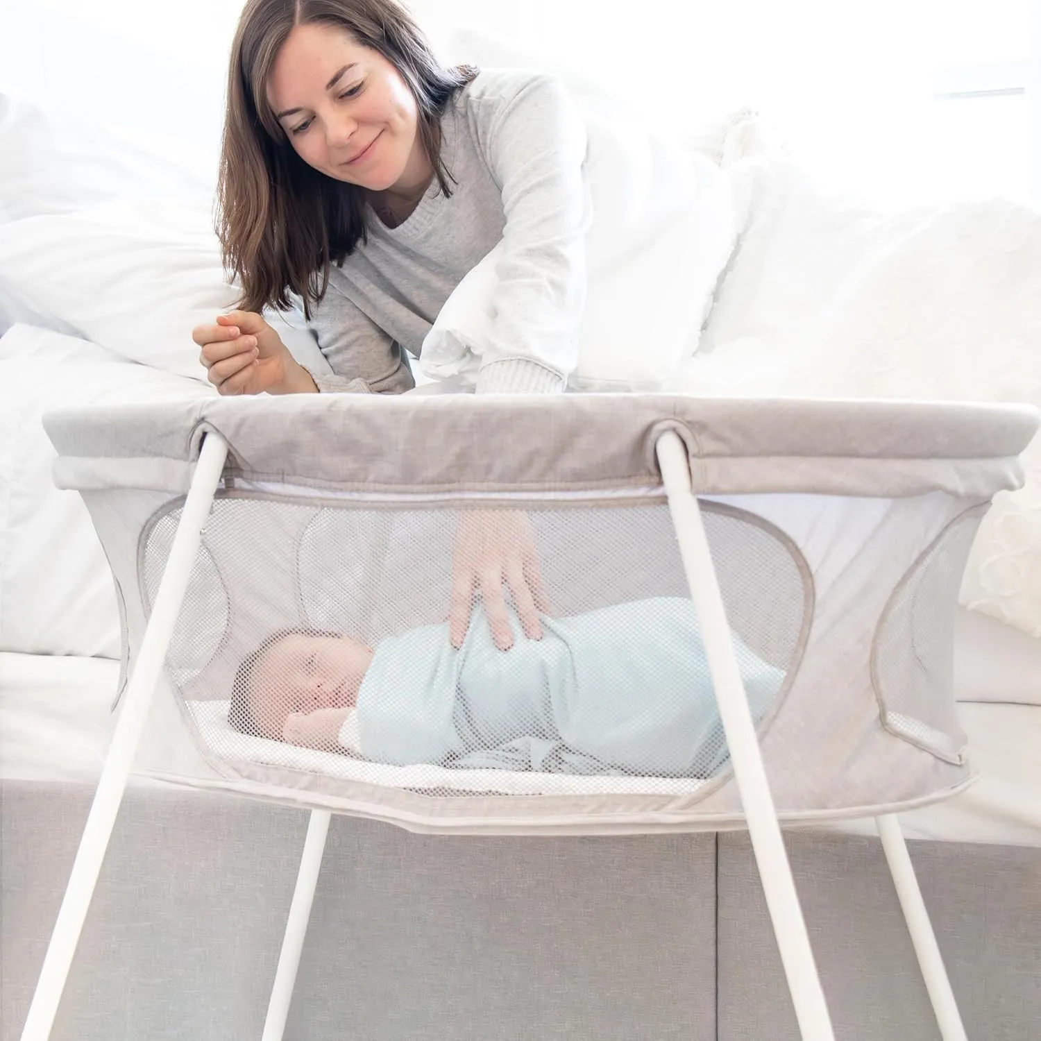 Regalo Baby Basics™ Infant Bassinet, Gray, Portable and Collapsible, Includes Padded Insert