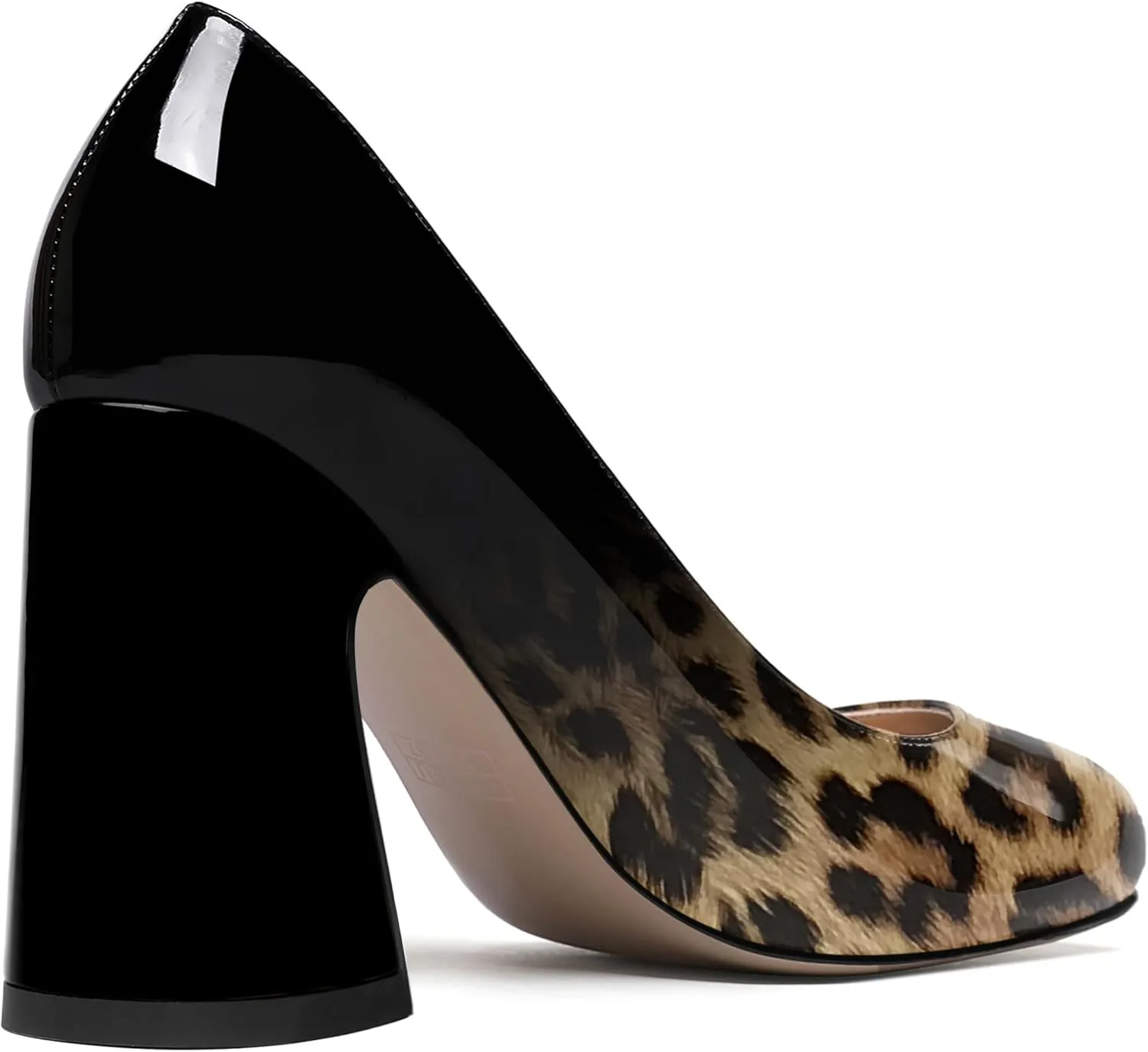 ROSERWISH Womens Comfortable Fashion Patent Party Slip On Round Toe Block High Heel Pumps Shoes 3.3 Inch