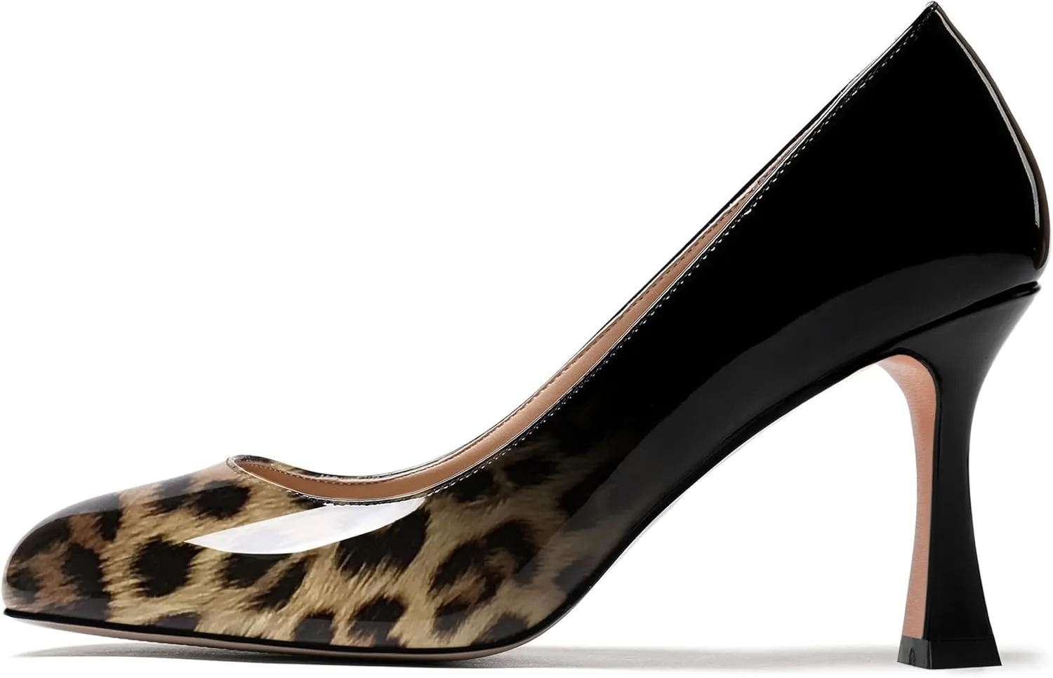 ROSERWISH Womens Party Patent Stylish Slip On Fashion Round Toe Stiletto High Heel Pumps Shoes 3.3 Inch