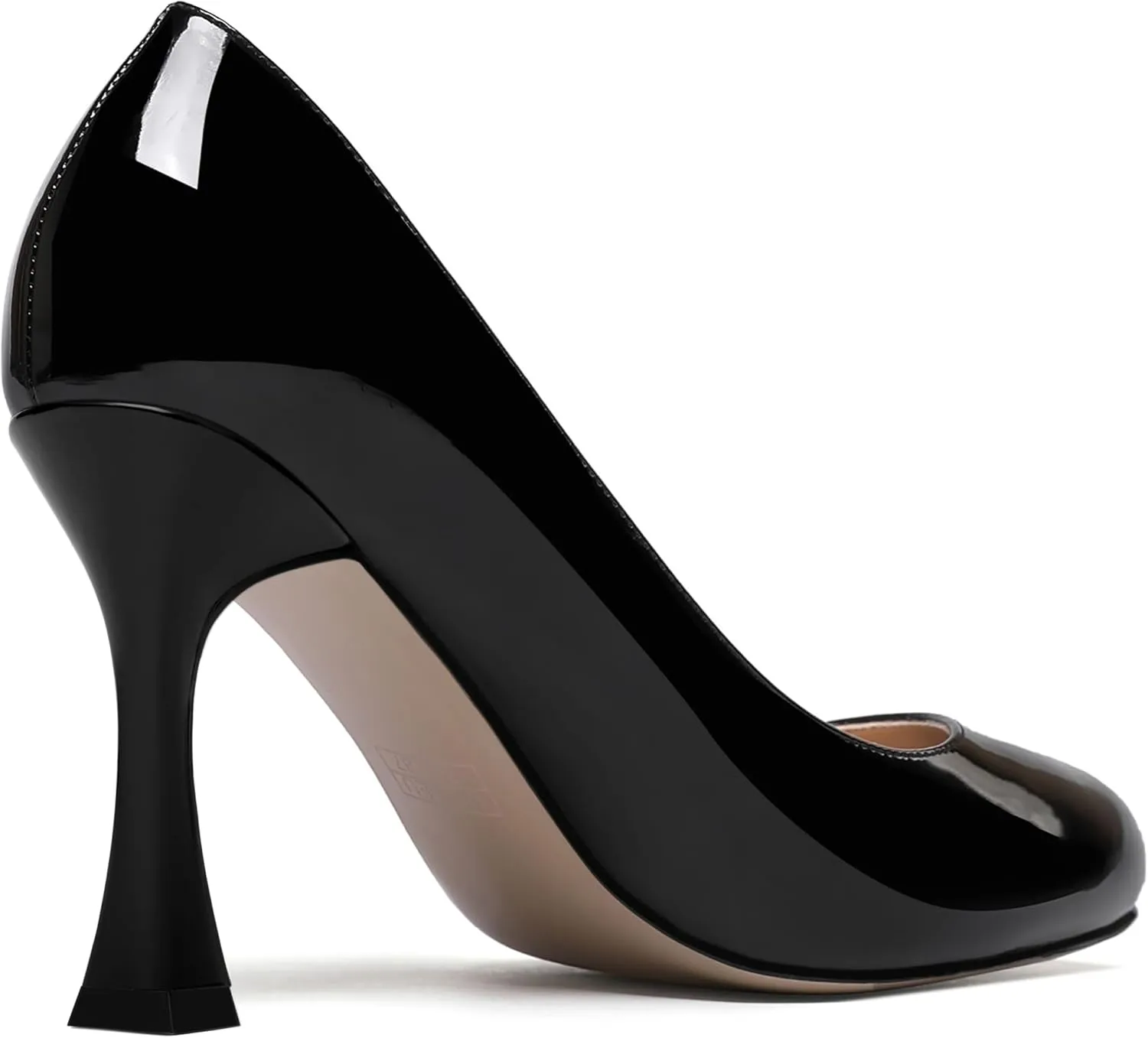 ROSERWISH Womens Party Patent Stylish Slip On Fashion Round Toe Stiletto High Heel Pumps Shoes 3.3 Inch