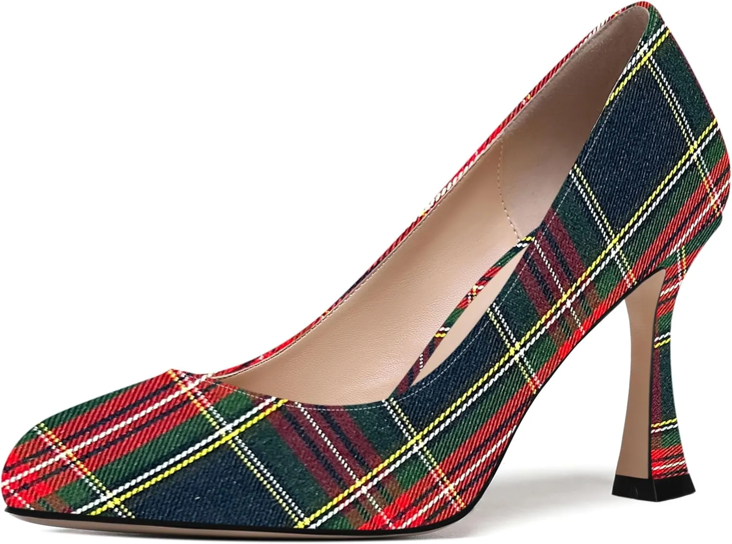 ROSERWISH Womens Party Patent Stylish Slip On Fashion Round Toe Stiletto High Heel Pumps Shoes 3.3 Inch