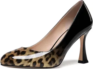 ROSERWISH Womens Party Patent Stylish Slip On Fashion Round Toe Stiletto High Heel Pumps Shoes 3.3 Inch