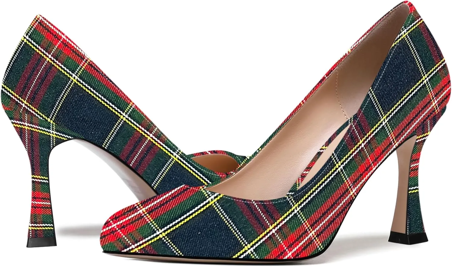 ROSERWISH Womens Party Patent Stylish Slip On Fashion Round Toe Stiletto High Heel Pumps Shoes 3.3 Inch