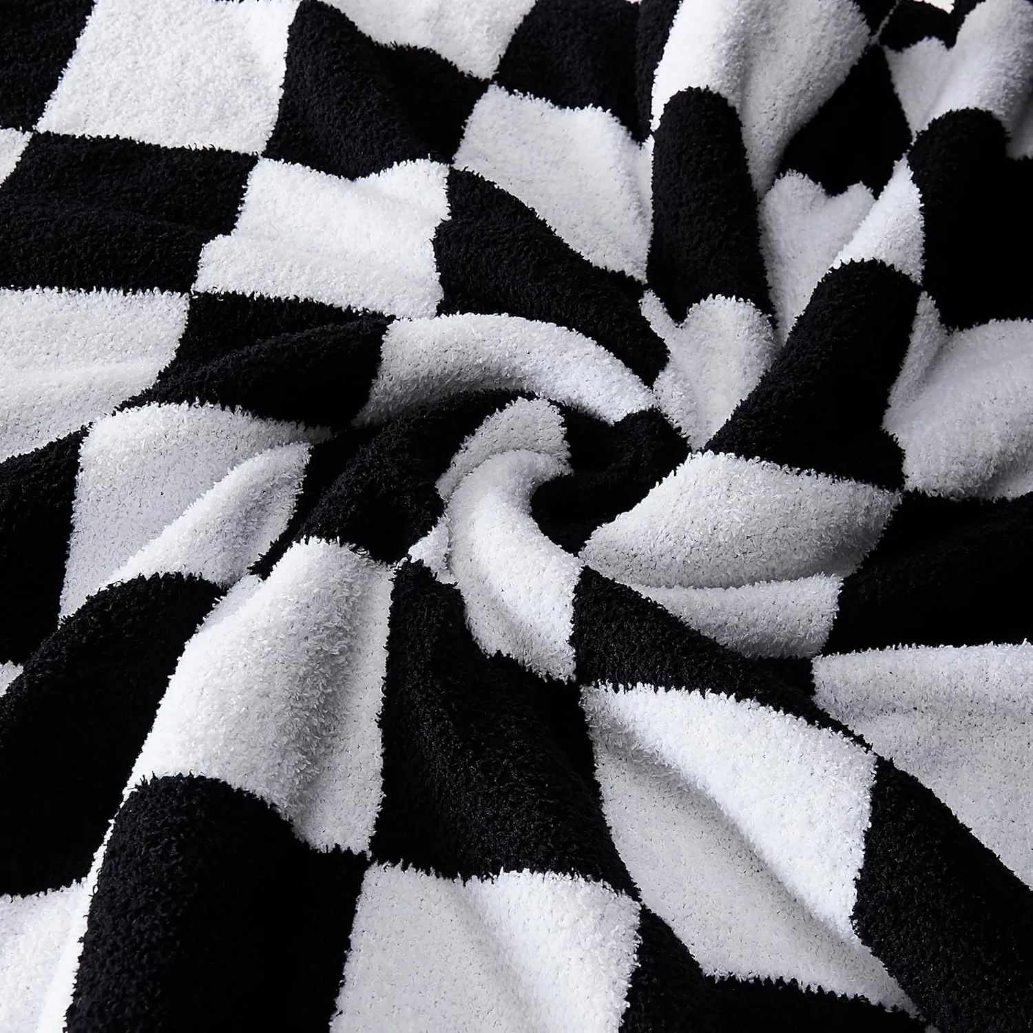 R.SHARE Black and White Checkered Throw Blanket 50x70 Inch Reversible, Microfiber Soft Comfy Cozy Lightweight Fluffy Fuzzy Warm Cute Checkerboard Plaid for Couch Sofa Chair Bed Home