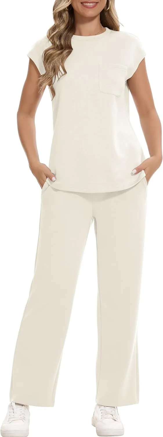 RUBZOOF Lounge Sets for Women 2 Piece Track Suits Outfits 2025 Travel Summer Casual Outfit Sets Matching Pants Set Clothing