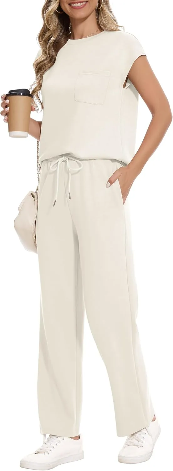 RUBZOOF Lounge Sets for Women 2 Piece Track Suits Outfits 2025 Travel Summer Casual Outfit Sets Matching Pants Set Clothing