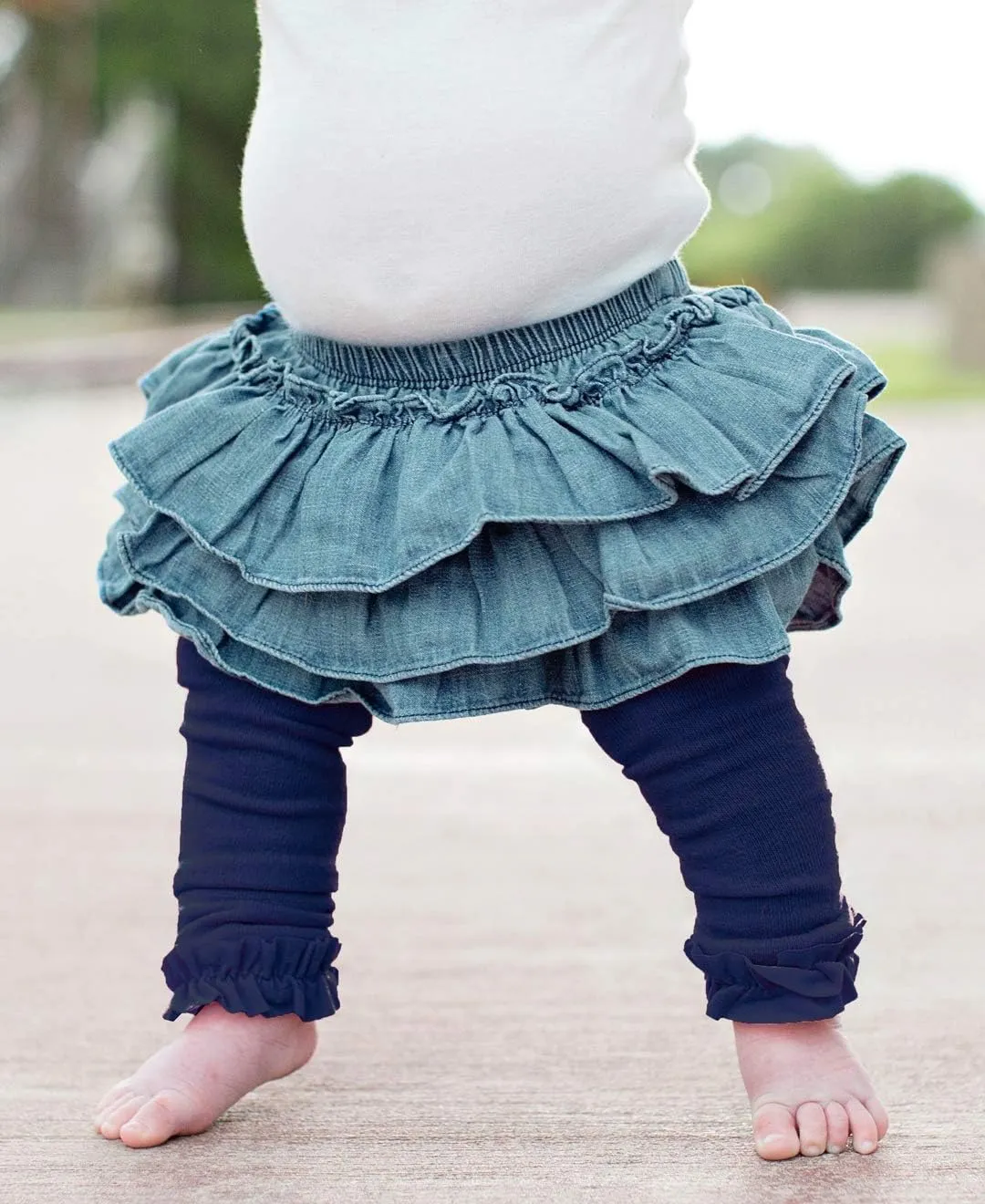 RuffleButts Baby/Toddler Girls Footless Ruffled Tights