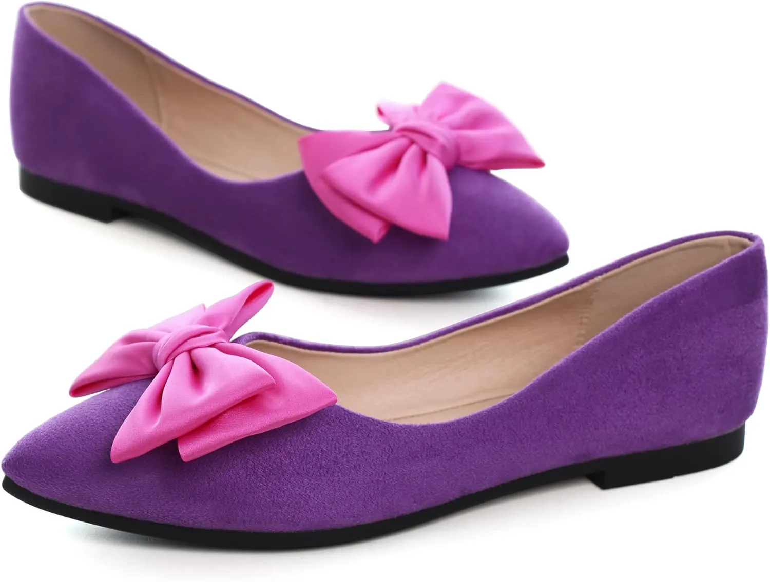 SAILING LU Ballet Flats for Womens Shoes Pointy Toe Cozy Flat Shoes Suede Comfortable Dressy Shoes Wear to Work Slip-on Moccasins