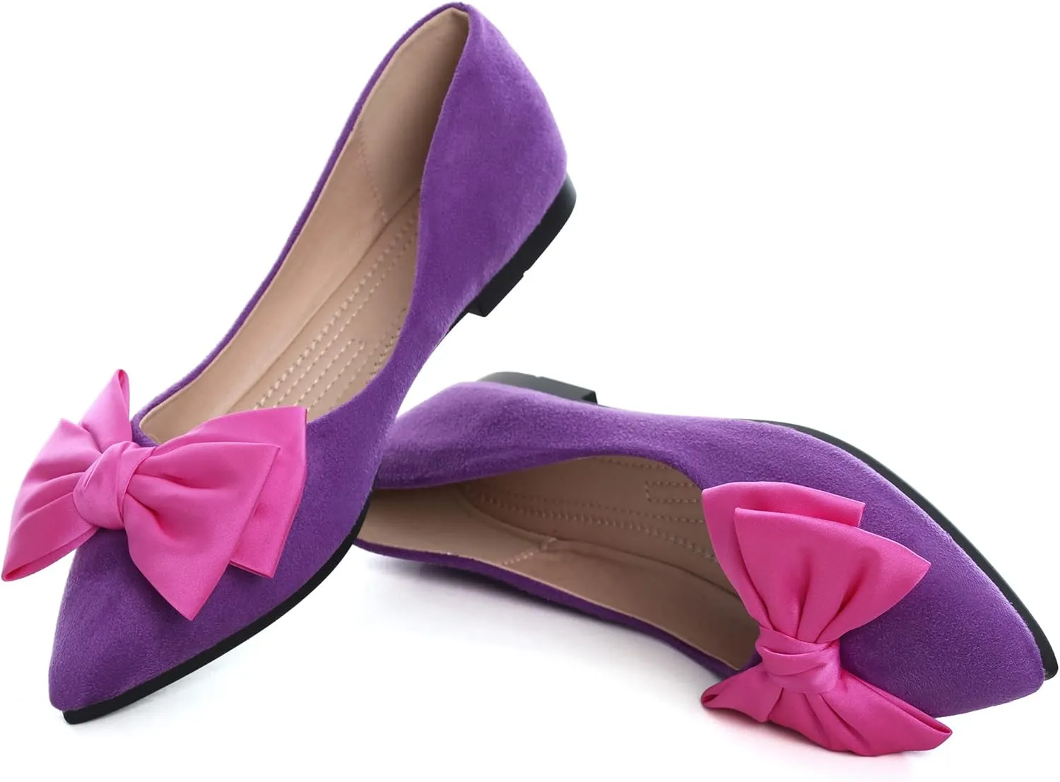 SAILING LU Ballet Flats for Womens Shoes Pointy Toe Cozy Flat Shoes Suede Comfortable Dressy Shoes Wear to Work Slip-on Moccasins