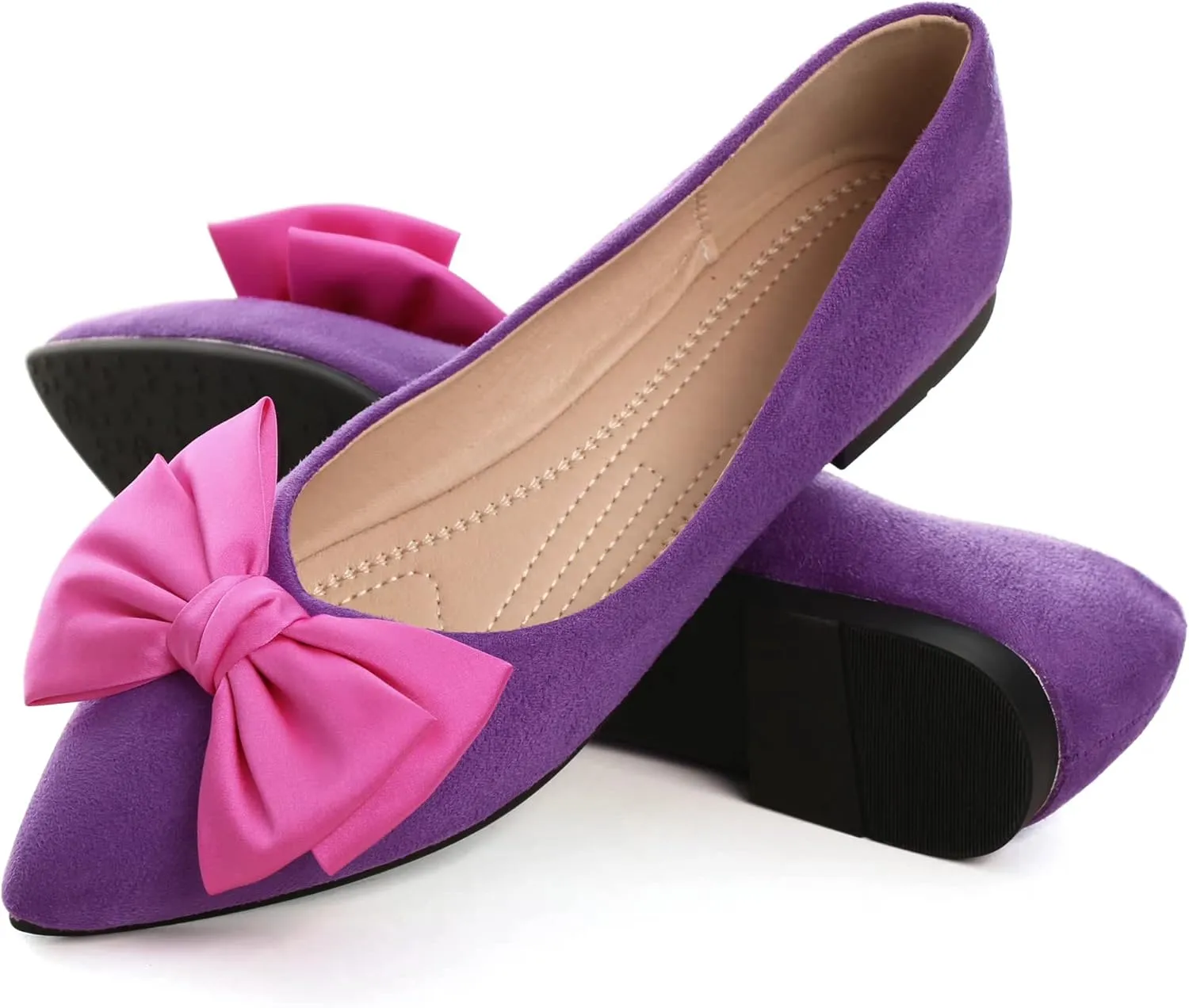 SAILING LU Ballet Flats for Womens Shoes Pointy Toe Cozy Flat Shoes Suede Comfortable Dressy Shoes Wear to Work Slip-on Moccasins