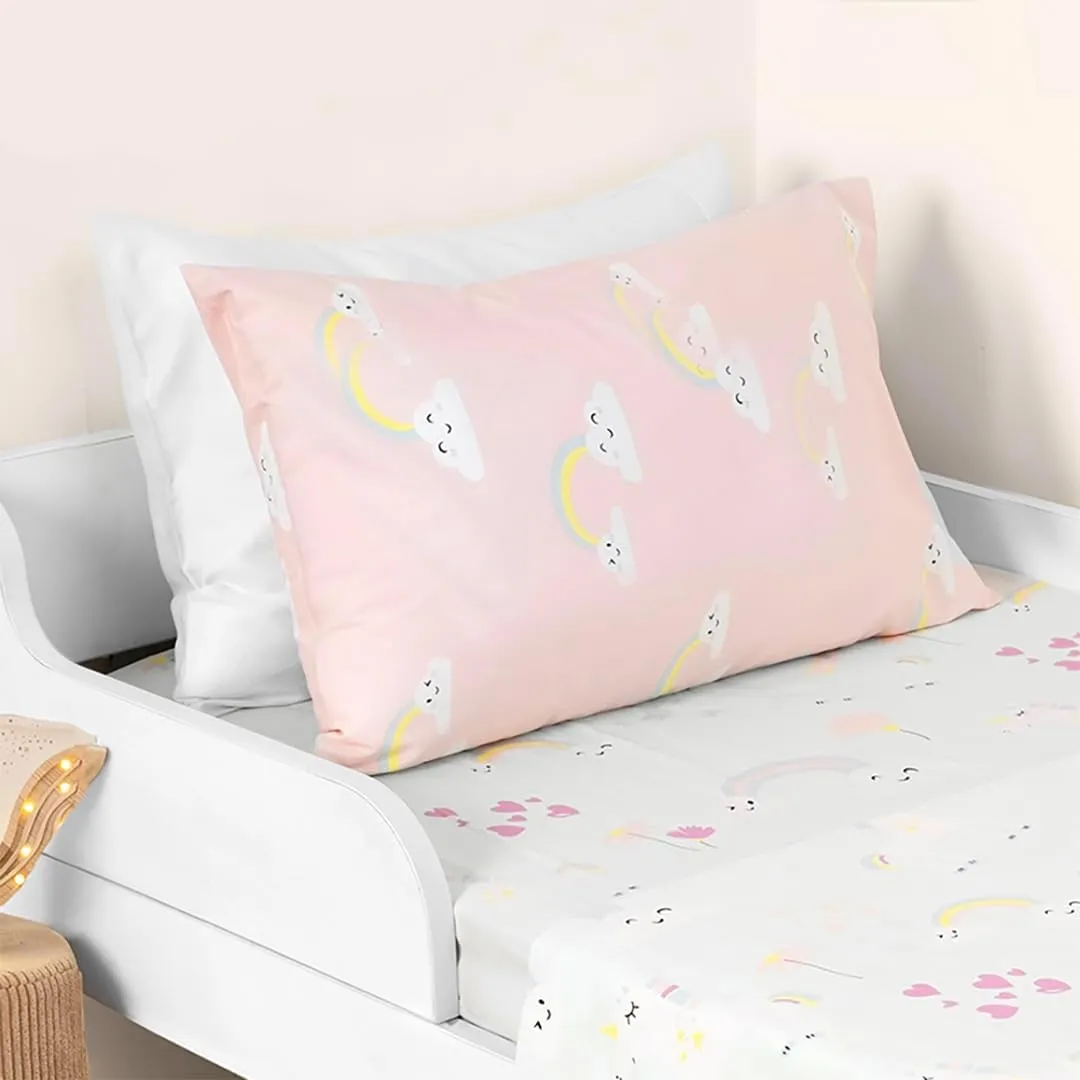 Salt Earth 100% Cotton 210TC Kids Bedsheet, Twin Sheets Set, Toddler Bed, 3 Piece Bedding Set Including Flat Sheet, Fitted Sheet & Pillowcase, Themed Cute Sheets Kids Bed (Unicorn/Rainbow Pillow)