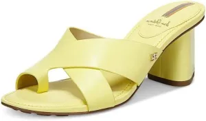 Sam Edelman Odie Butter Yellow Leather Block Heel Slip On Toe Ring Heeled Sandal