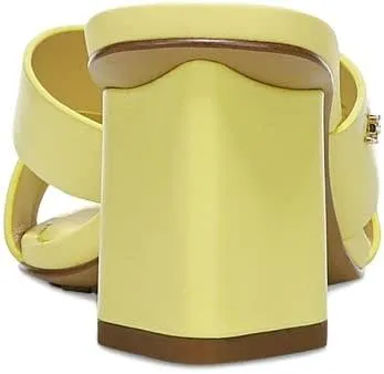 Sam Edelman Odie Butter Yellow Leather Block Heel Slip On Toe Ring Heeled Sandal