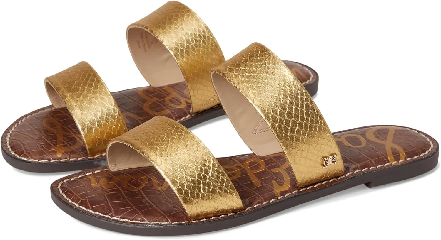 Sam Edelman Women's Gala Flat Sandal, Gold Boa, 9 Wide