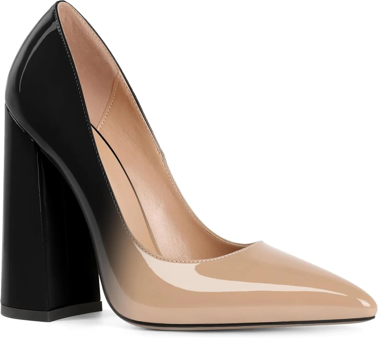SAMMITOP Women's Chunky High Heel Pumps Pointed Toe Slip On Party Dress Shoes