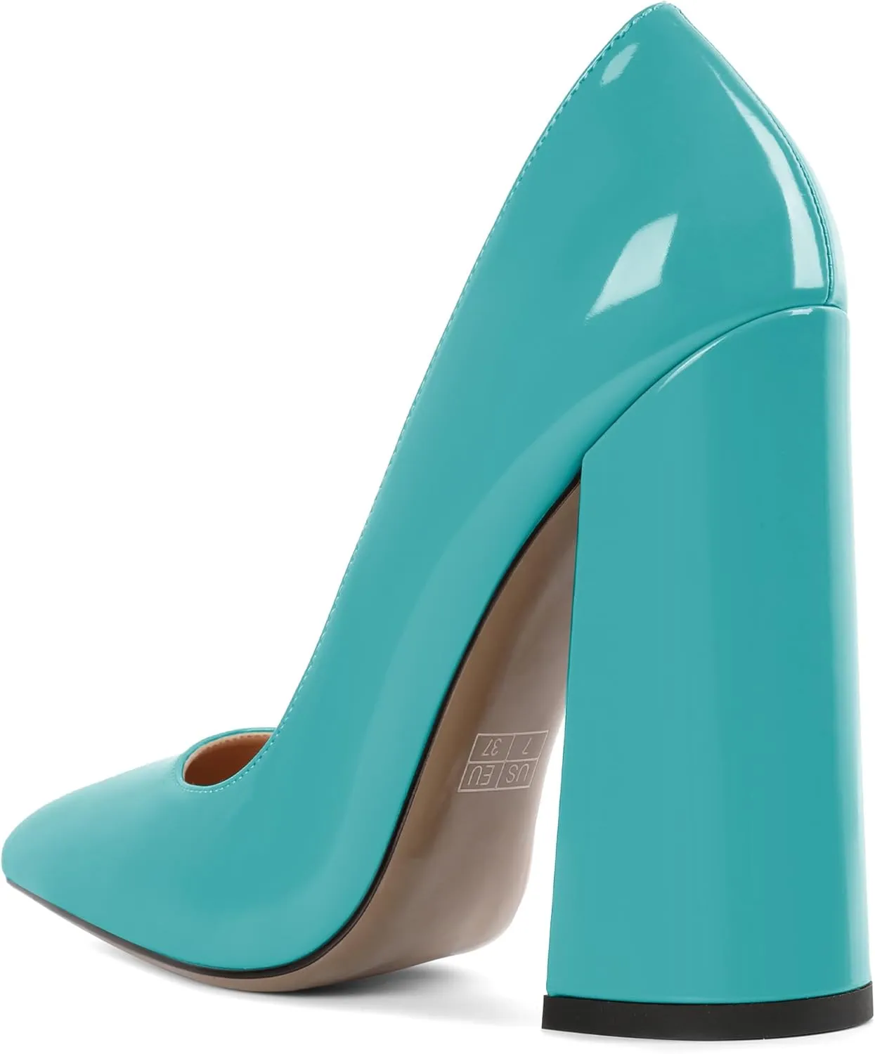 SAMMITOP Women's Chunky High Heel Pumps Pointed Toe Slip On Party Dress Shoes